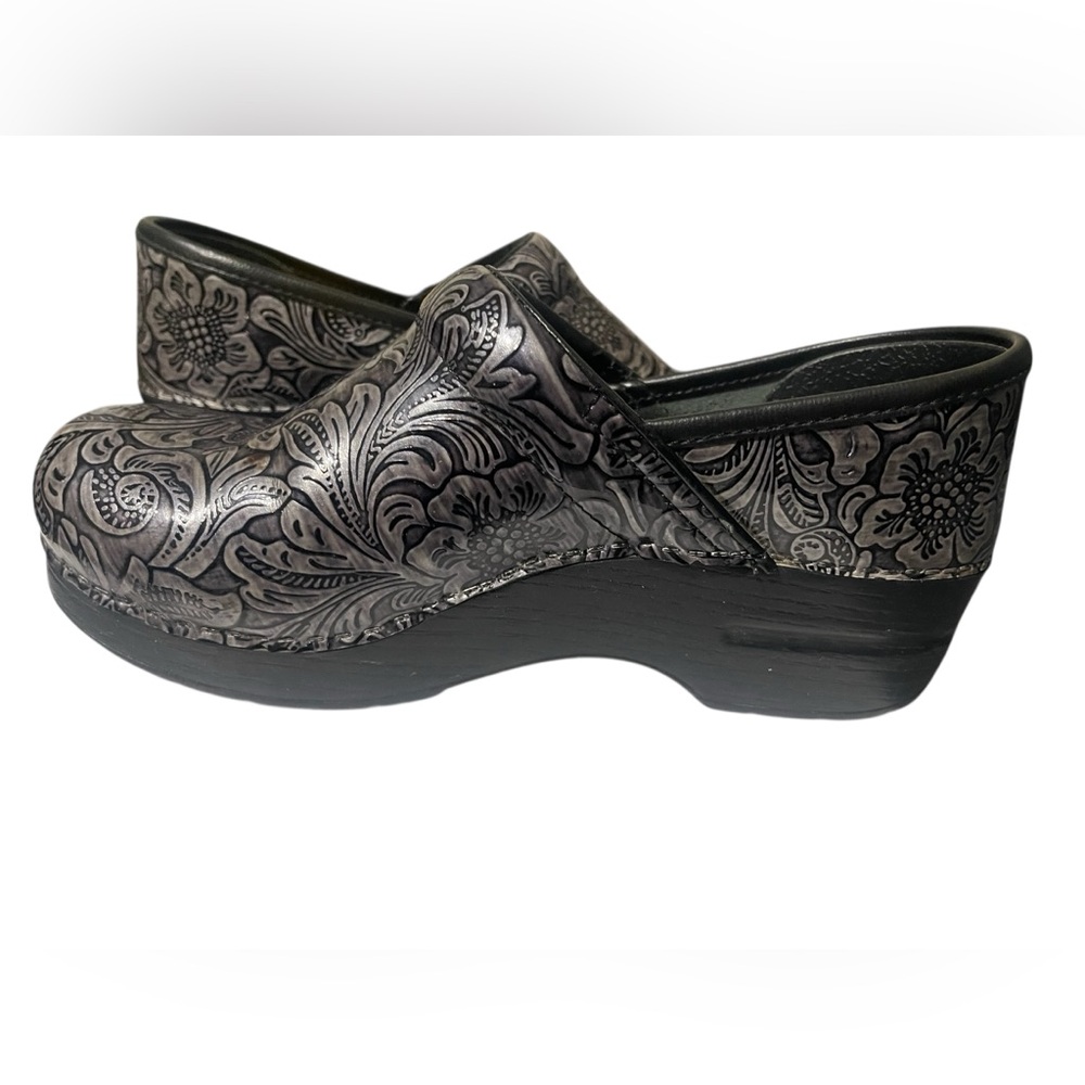 Dansko CLOG Floral Black and Gray Clogs